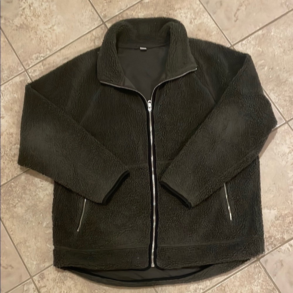 Black Sherpa Full-Zip Jacket
